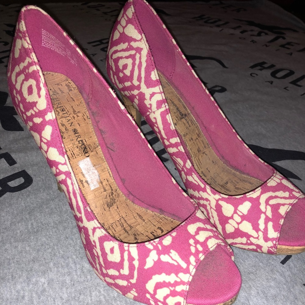 Pink and white high heels